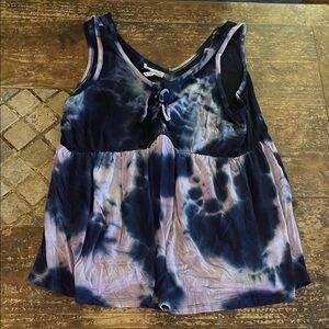 Maurices Navy and Lavender Tie-Dye Tank Top